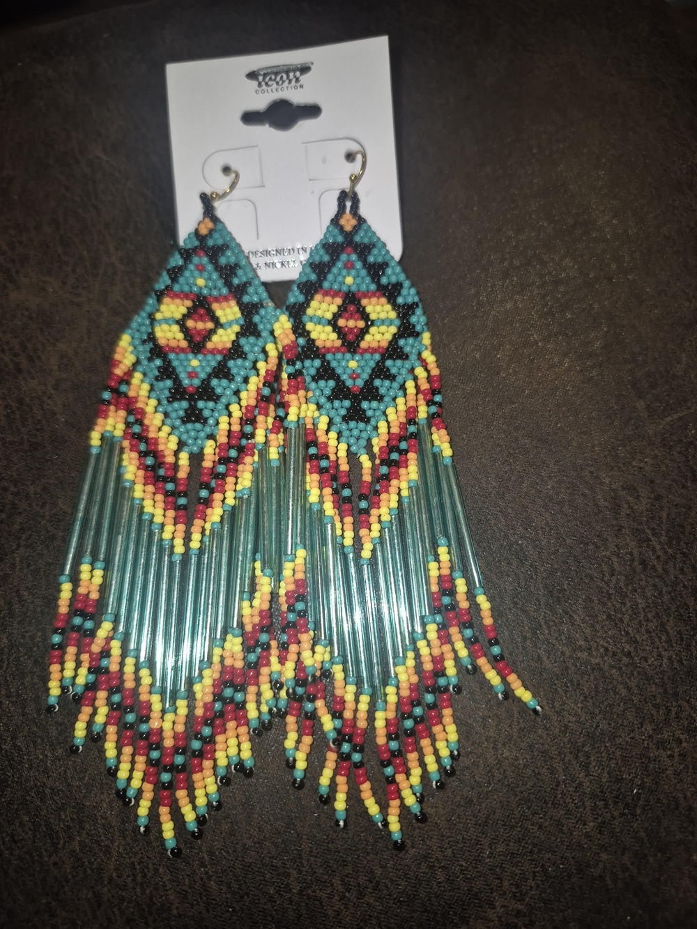 ICON Turquoise Multicolor Seed Bead Fringe Earrings